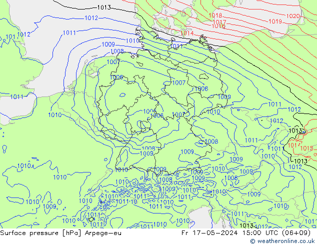 приземное давление Arpege-eu пт 17.05.2024 15 UTC