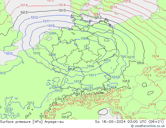 Surface pressure Arpege-eu Sa 18.05.2024 03 UTC