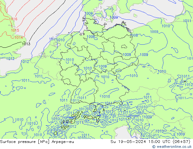 Surface pressure Arpege-eu Su 19.05.2024 15 UTC