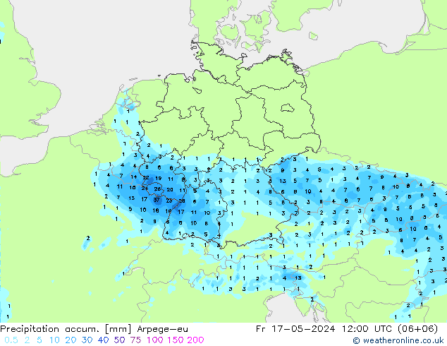 Toplam Yağış Arpege-eu Cu 17.05.2024 12 UTC