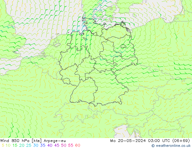ветер 850 гПа Arpege-eu пн 20.05.2024 03 UTC