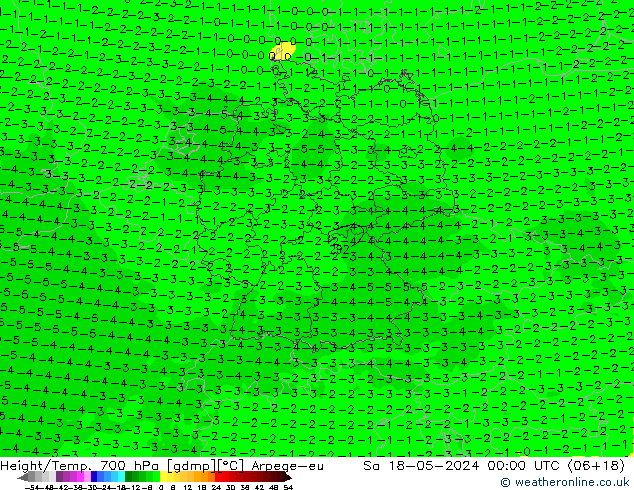 Height/Temp. 700 hPa Arpege-eu Sa 18.05.2024 00 UTC