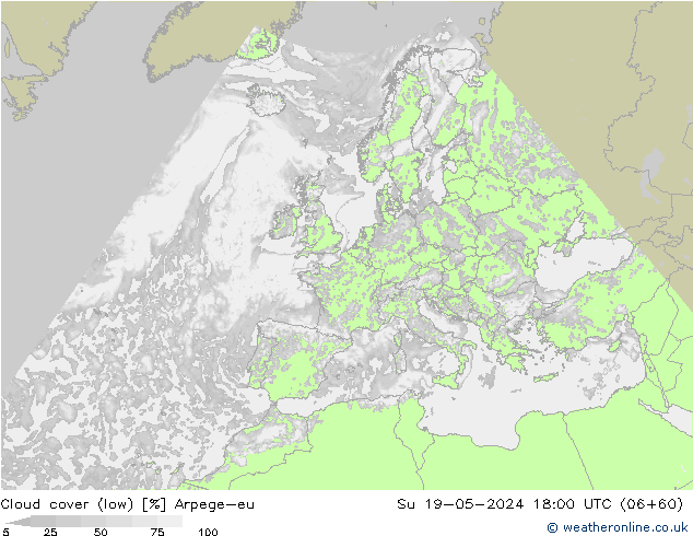Bulutlar (düşük) Arpege-eu Paz 19.05.2024 18 UTC