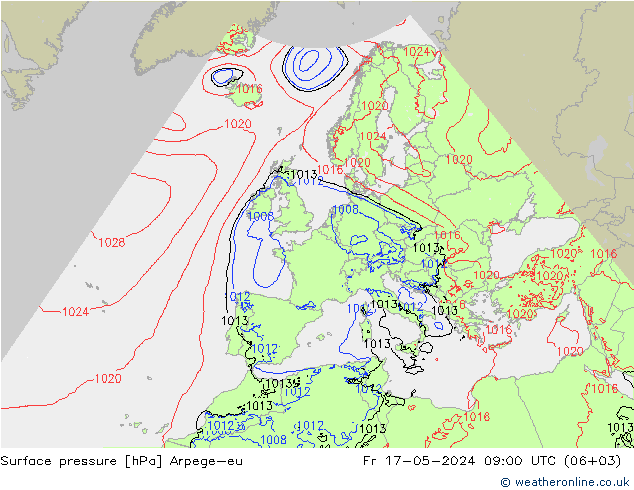 Surface pressure Arpege-eu Fr 17.05.2024 09 UTC