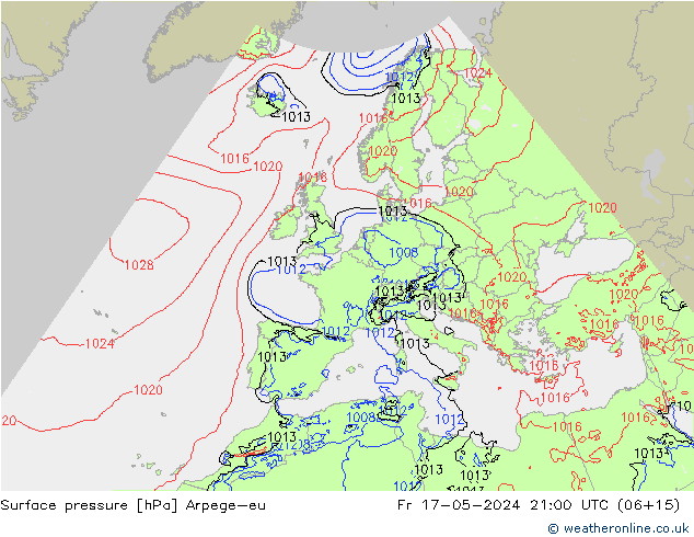 Surface pressure Arpege-eu Fr 17.05.2024 21 UTC