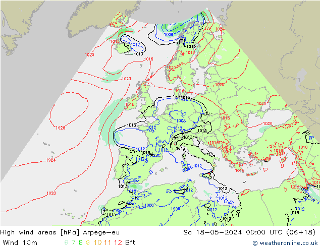 yüksek rüzgarlı alanlar Arpege-eu Cts 18.05.2024 00 UTC