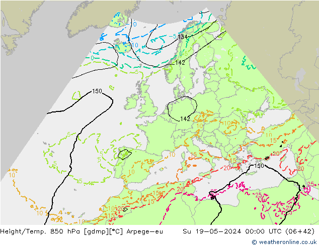 Height/Temp. 850 hPa Arpege-eu  19.05.2024 00 UTC