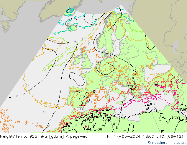 Height/Temp. 925 hPa Arpege-eu Fr 17.05.2024 18 UTC