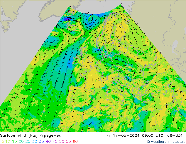Surface wind Arpege-eu Fr 17.05.2024 09 UTC