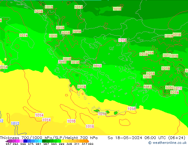 700-1000 hPa Kalınlığı Arpege-eu Cts 18.05.2024 06 UTC