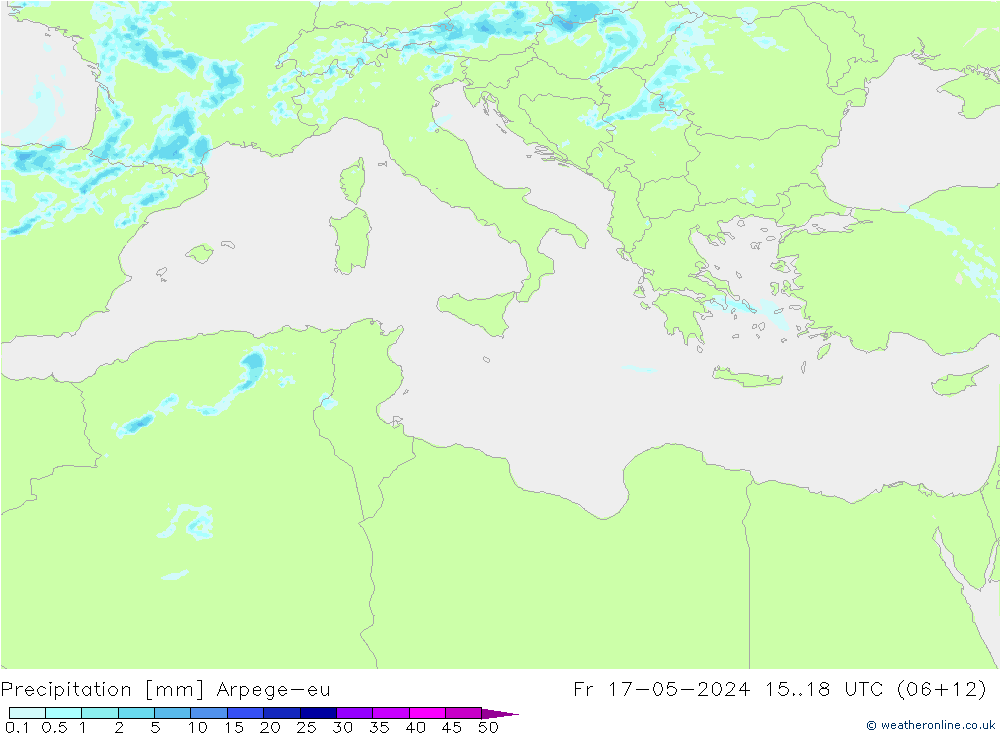 Neerslag Arpege-eu vr 17.05.2024 18 UTC