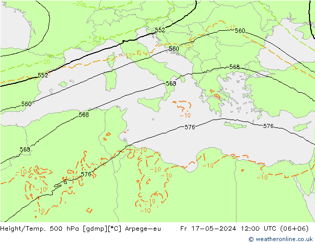 Géop./Temp. 500 hPa Arpege-eu ven 17.05.2024 12 UTC