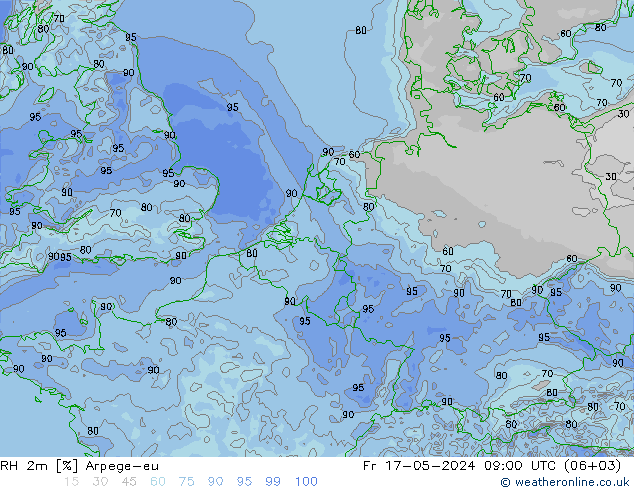 RH 2m Arpege-eu  17.05.2024 09 UTC