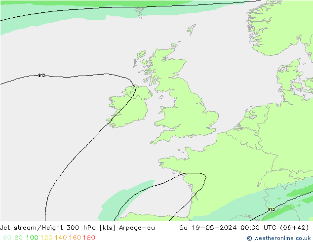 Jet stream/Height 300 hPa Arpege-eu Su 19.05.2024 00 UTC