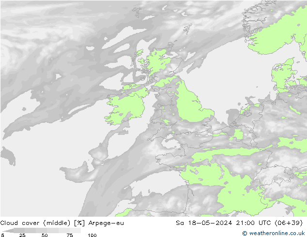 nuvens (médio) Arpege-eu Sáb 18.05.2024 21 UTC