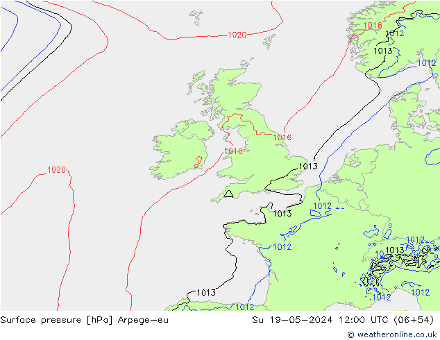 Luchtdruk (Grond) Arpege-eu zo 19.05.2024 12 UTC