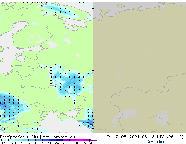 Precipitação (12h) Arpege-eu Sex 17.05.2024 18 UTC