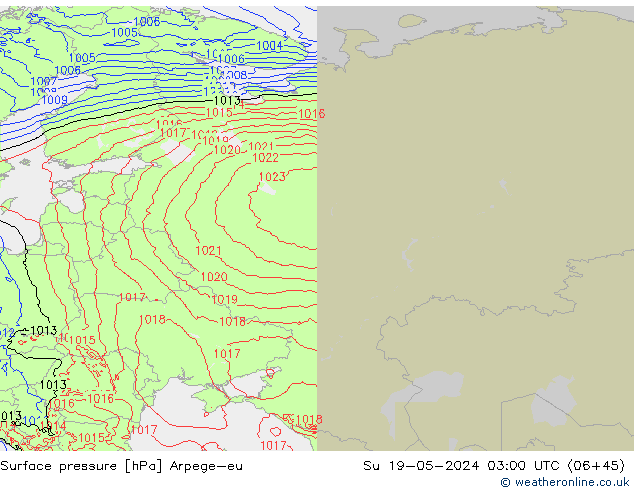 приземное давление Arpege-eu Вс 19.05.2024 03 UTC