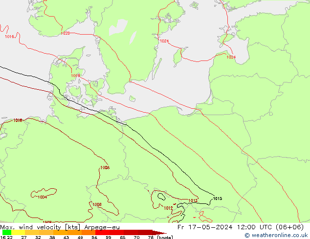 Maks. Rüzgar Hızı Arpege-eu Cu 17.05.2024 12 UTC
