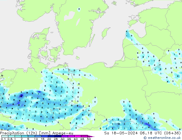 Precipitation (12h) Arpege-eu Sa 18.05.2024 18 UTC
