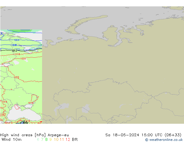 High wind areas Arpege-eu  18.05.2024 15 UTC