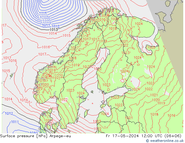 Surface pressure Arpege-eu Fr 17.05.2024 12 UTC