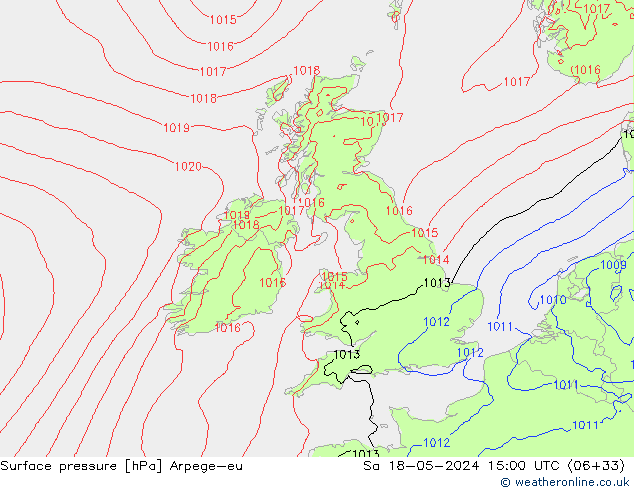приземное давление Arpege-eu сб 18.05.2024 15 UTC