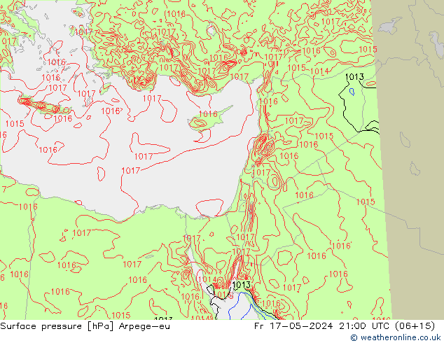 приземное давление Arpege-eu пт 17.05.2024 21 UTC