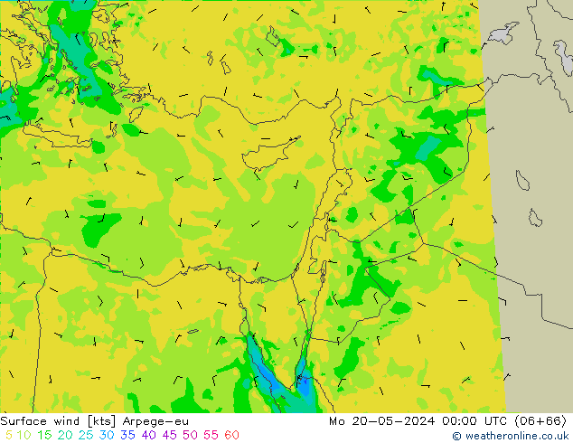 Surface wind Arpege-eu Mo 20.05.2024 00 UTC