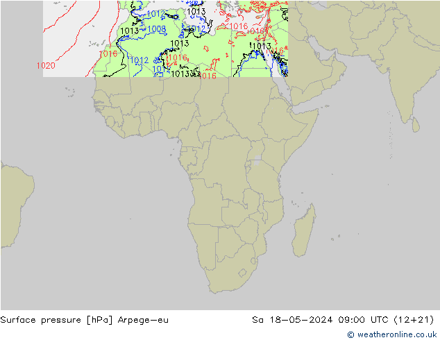Surface pressure Arpege-eu Sa 18.05.2024 09 UTC