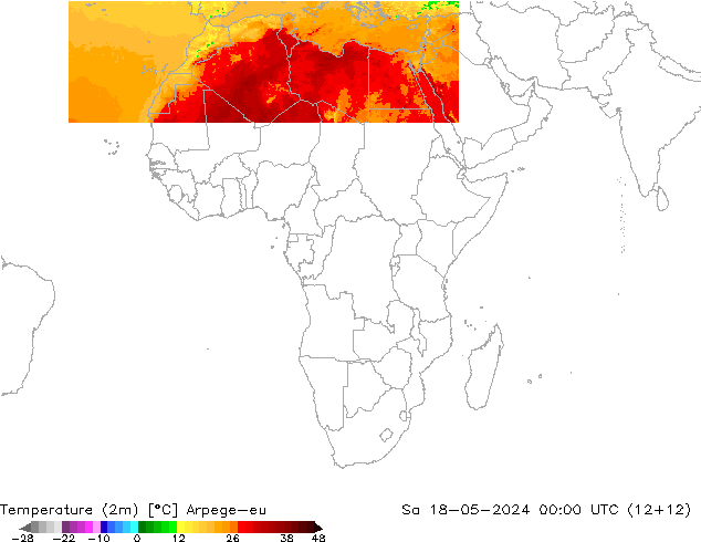 Sıcaklık Haritası (2m) Arpege-eu Cts 18.05.2024 00 UTC