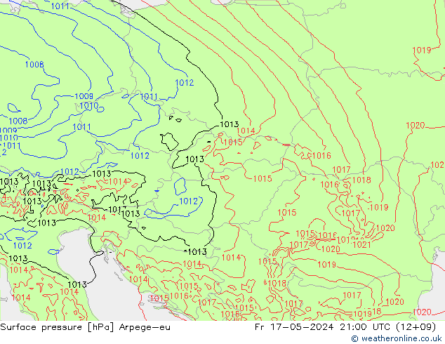 Yer basıncı Arpege-eu Cu 17.05.2024 21 UTC