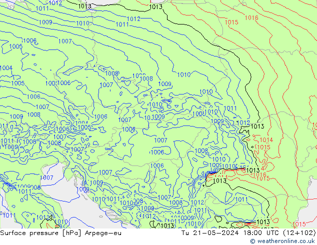 Surface pressure Arpege-eu Tu 21.05.2024 18 UTC
