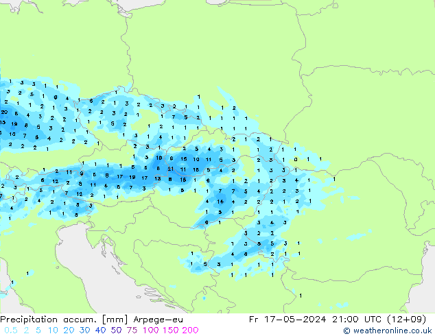 Precipitation accum. Arpege-eu Sex 17.05.2024 21 UTC
