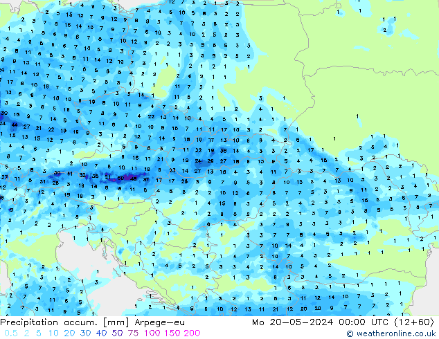 Toplam Yağış Arpege-eu Pzt 20.05.2024 00 UTC