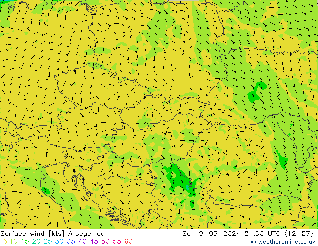 Surface wind Arpege-eu Su 19.05.2024 21 UTC