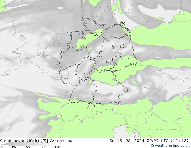 Bewolking (Hoog) Arpege-eu za 18.05.2024 00 UTC