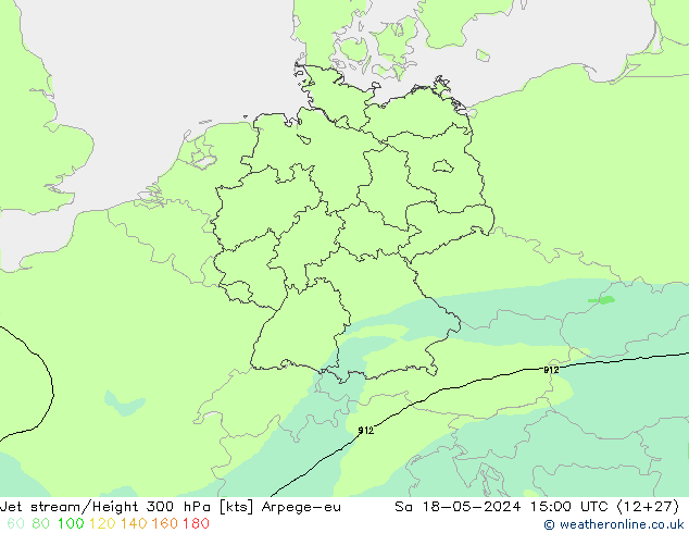 Jet stream/Height 300 hPa Arpege-eu Sa 18.05.2024 15 UTC