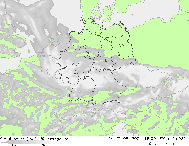 zachmurzenie (niskie) Arpege-eu pt. 17.05.2024 15 UTC