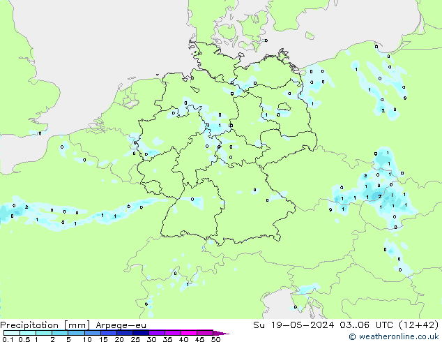 Srážky Arpege-eu Ne 19.05.2024 06 UTC