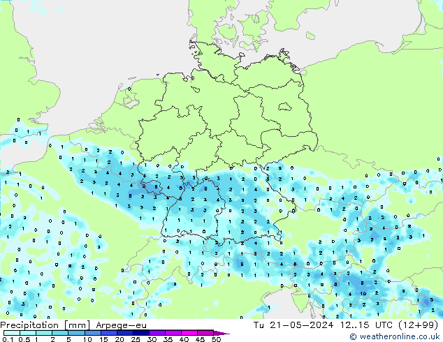 Niederschlag Arpege-eu Di 21.05.2024 15 UTC