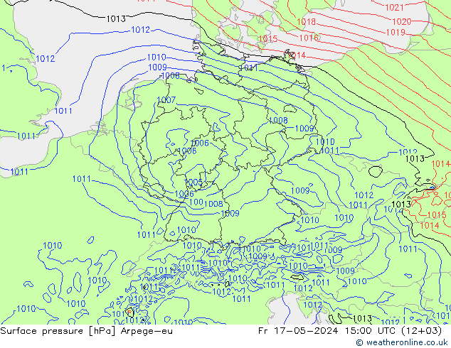 地面气压 Arpege-eu 星期五 17.05.2024 15 UTC