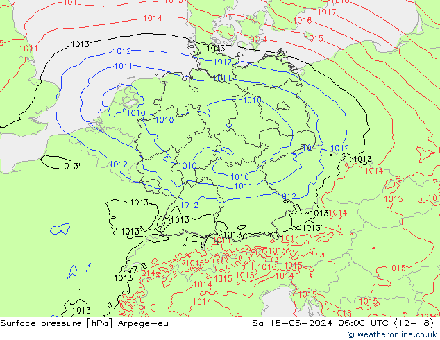 приземное давление Arpege-eu сб 18.05.2024 06 UTC