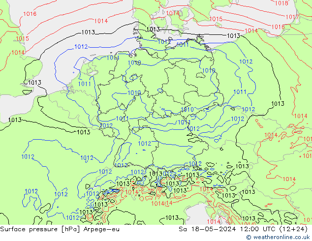 Surface pressure Arpege-eu Sa 18.05.2024 12 UTC