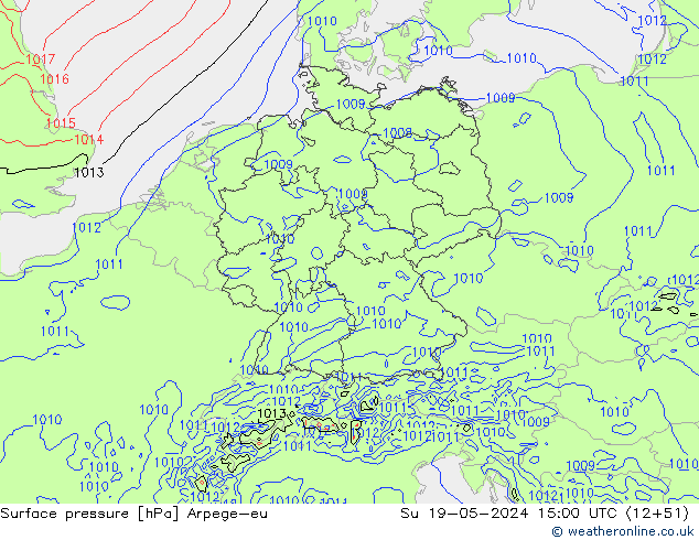 Surface pressure Arpege-eu Su 19.05.2024 15 UTC