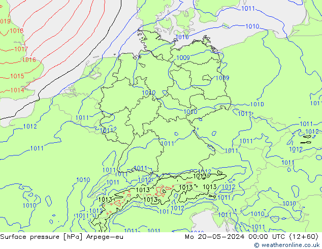 Presión superficial Arpege-eu lun 20.05.2024 00 UTC