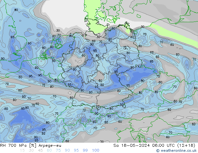 RV 700 hPa Arpege-eu za 18.05.2024 06 UTC