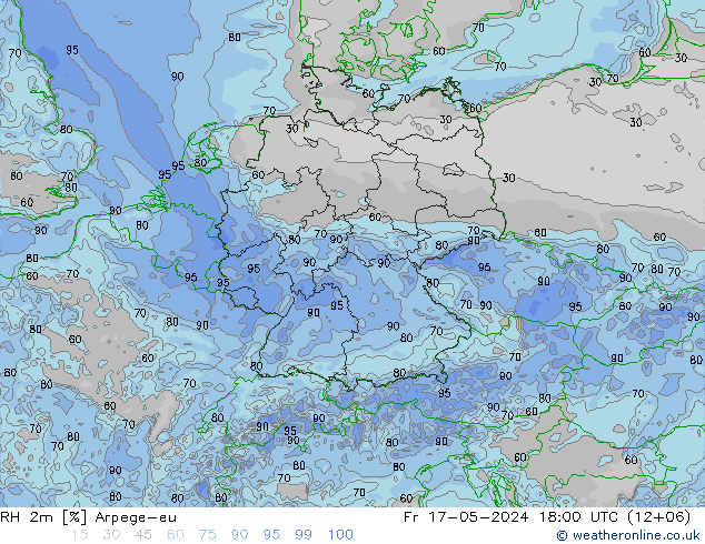 RH 2m Arpege-eu 星期五 17.05.2024 18 UTC
