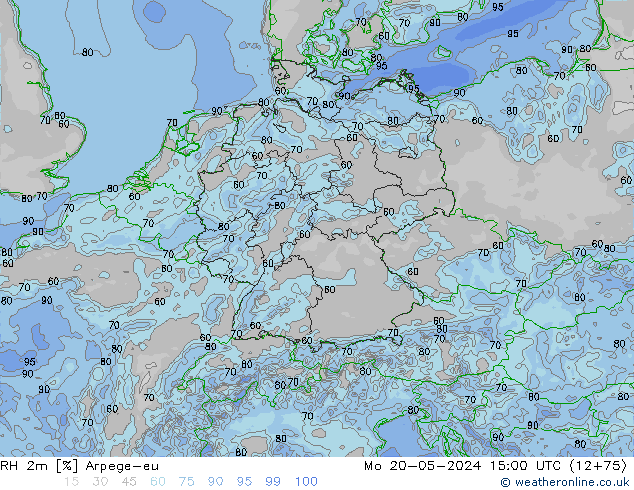 RH 2m Arpege-eu пн 20.05.2024 15 UTC
