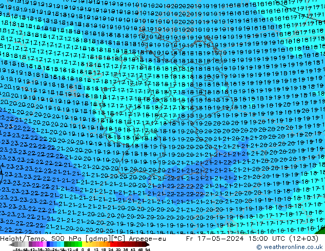 Hoogte/Temp. 500 hPa Arpege-eu vr 17.05.2024 15 UTC